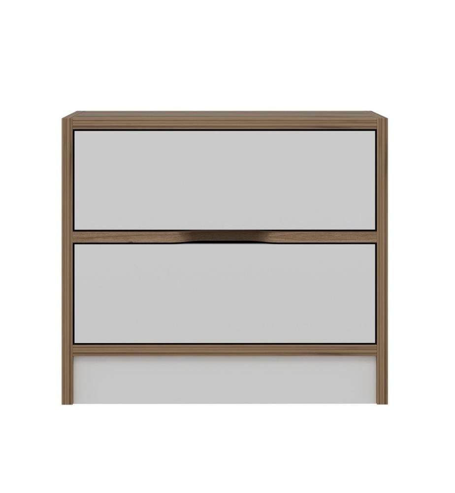 Nightstand, Walnut, White, Melamine Coated Particle Board