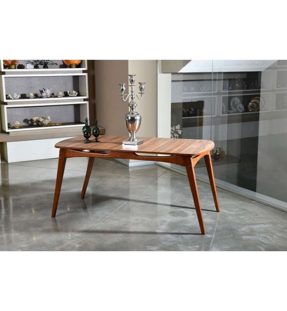 Table de salle à manger, structure en noyer et charme, plateau en panneaux de particules mélaminés/MDF
