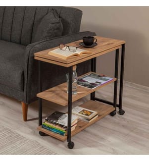 Side Table, Atlantic Pine, Black, Melamine Coated Particle Board