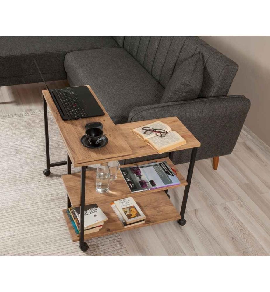 Table d'appoint, pin de l'Atlantique, noir, panneau de particules mélaminé