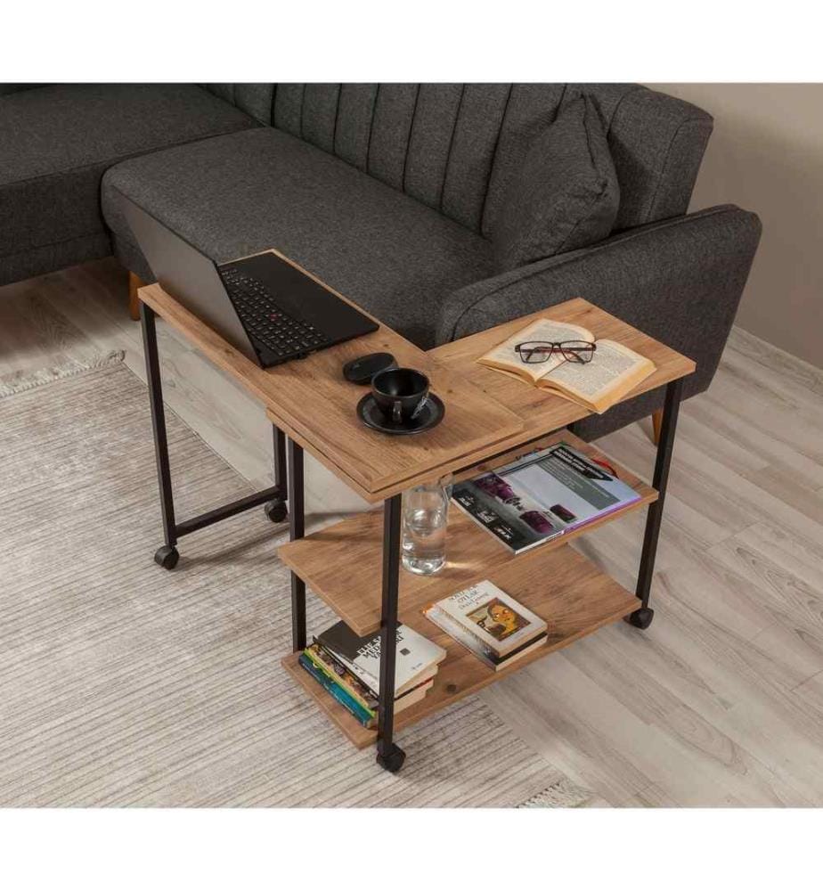 Table d'appoint, pin de l'Atlantique, noir, panneau de particules mélaminé