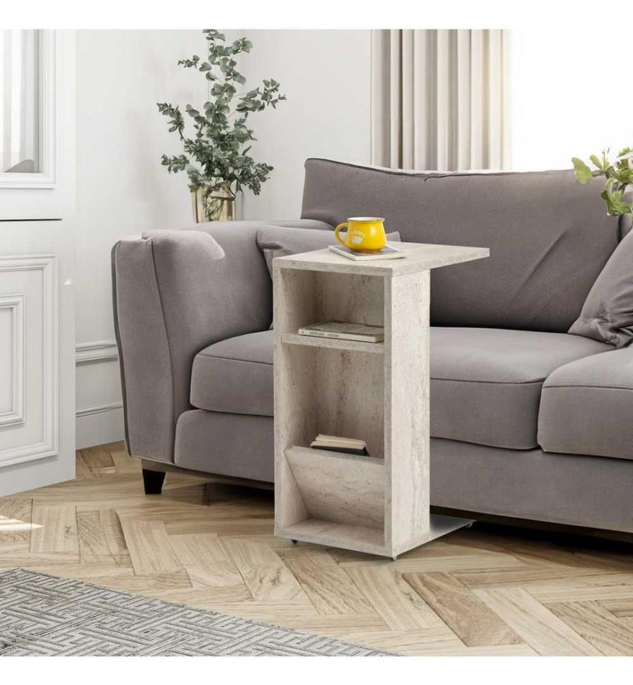 Table d'appoint, travertin, panneau de particules 100% recouvert de mélamine