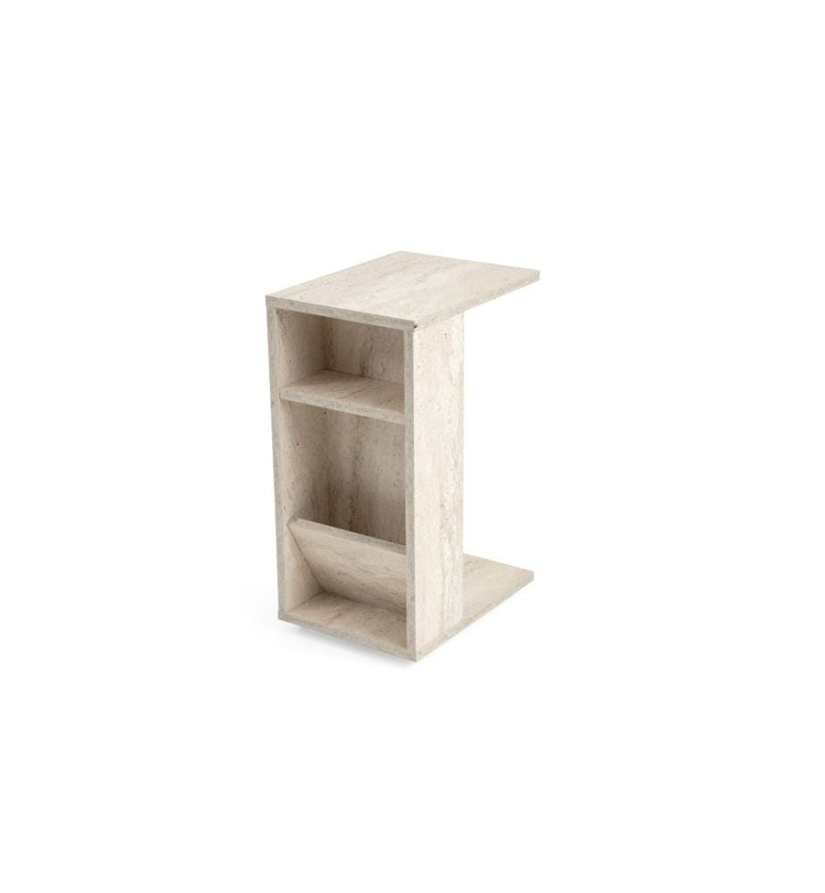 Table d'appoint, travertin, panneau de particules 100% recouvert de mélamine