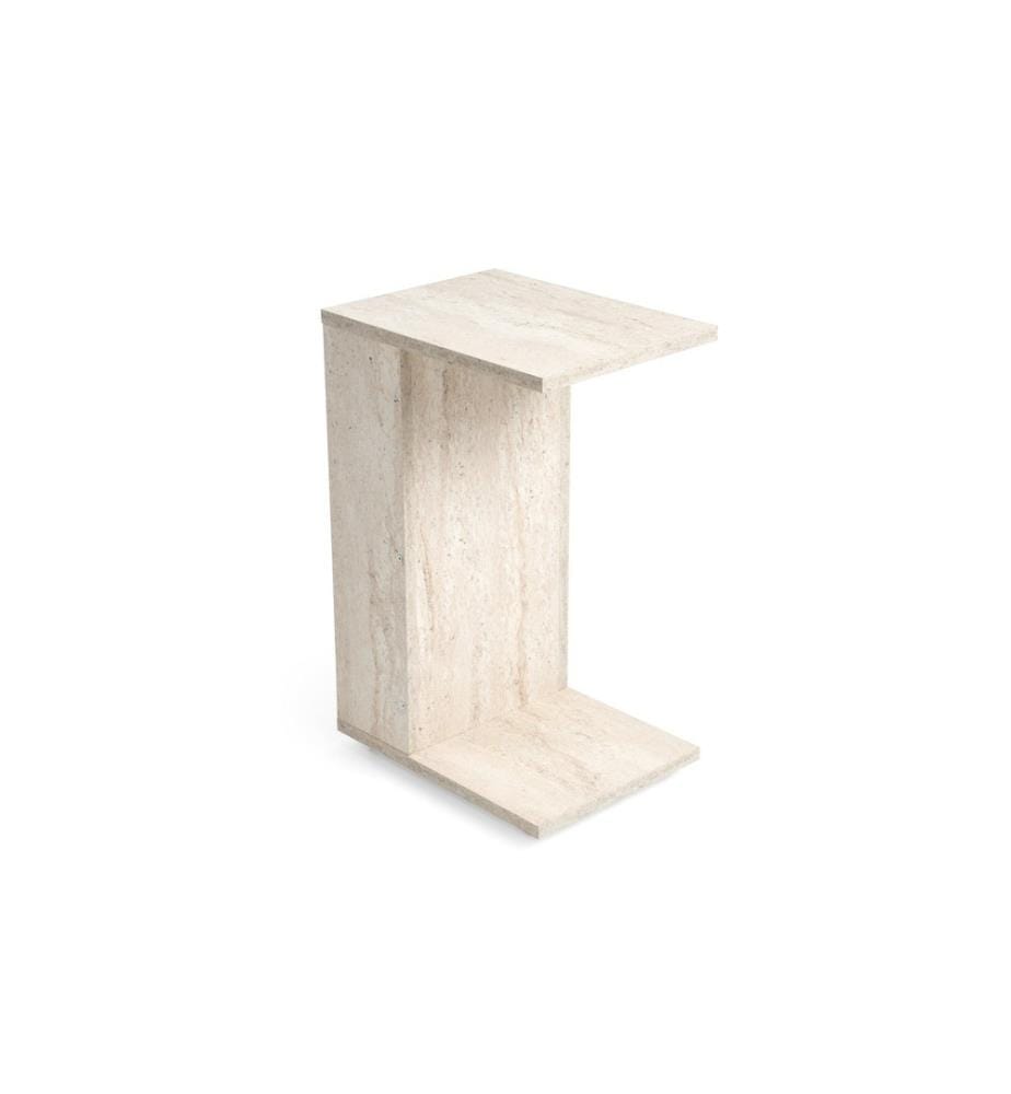 Table d'appoint, travertin, panneau de particules 100% recouvert de mélamine