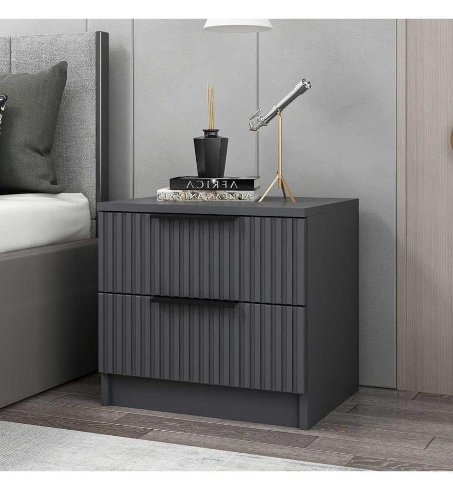 Table de chevet, anthracite, panneau de particules mélaminé