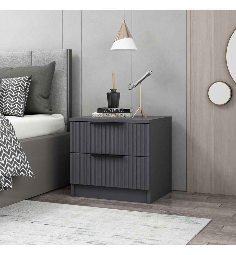 Table de chevet, anthracite, panneau de particules mélaminé