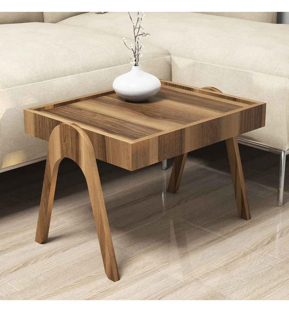 Table gigogne, 3 pièces, noyer, panneaux de particules mélaminés