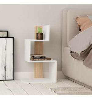 Side Table, White, Oak, Melamine Coated Particle Board