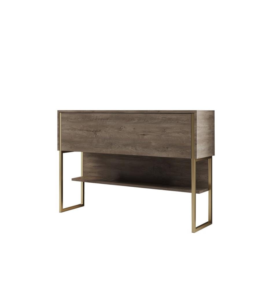 Dresser, Gold, Walnut, 100% MELAMINE COATED PARTICLE BOARD, Metal Legs