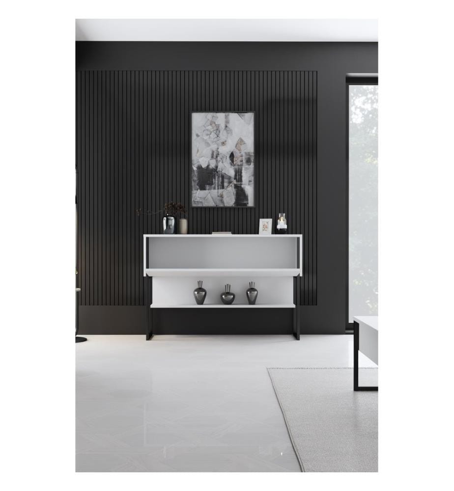 Dresser, Black, White, 100% MELAMINE COATED PARTICLE BOARD, Metal Legs