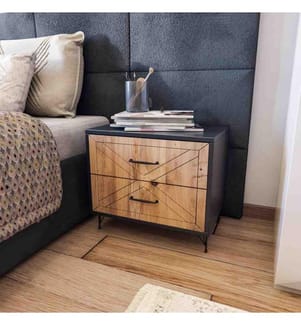 Table de chevet, anthracite, chêne, panneau de particules mélaminé