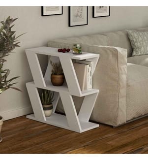 Side Table, White, Melamine Coated Particle Board