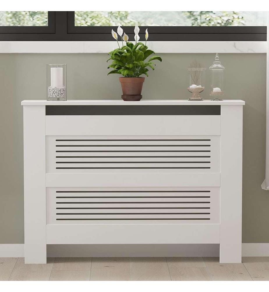 Cache-radiateur, blanc, panneau de particules 100% recouvert de mélamine