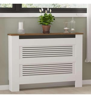Cache-radiateur, noyer, blanc, panneau de particules 100 % recouvert de mélamine