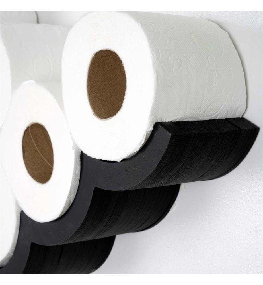 Porte-papier toilette noir en bois