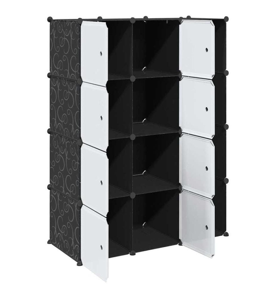 Modularer Schrank mit 9 Fächern 109x36,5x143cm Schwarz und Weiss