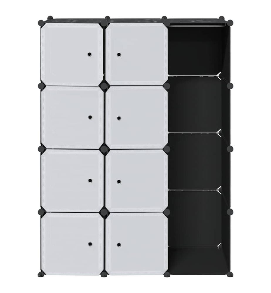 Modularer Schrank mit 9 Fächern 109x36,5x143cm Schwarz und Weiss