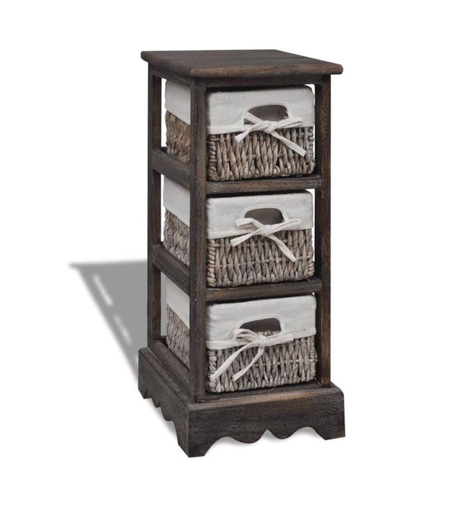 Korbregal Holz mit 3 Körben Braun