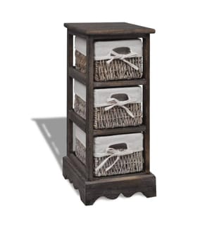 Korbregal Holz mit 3 Körben Braun