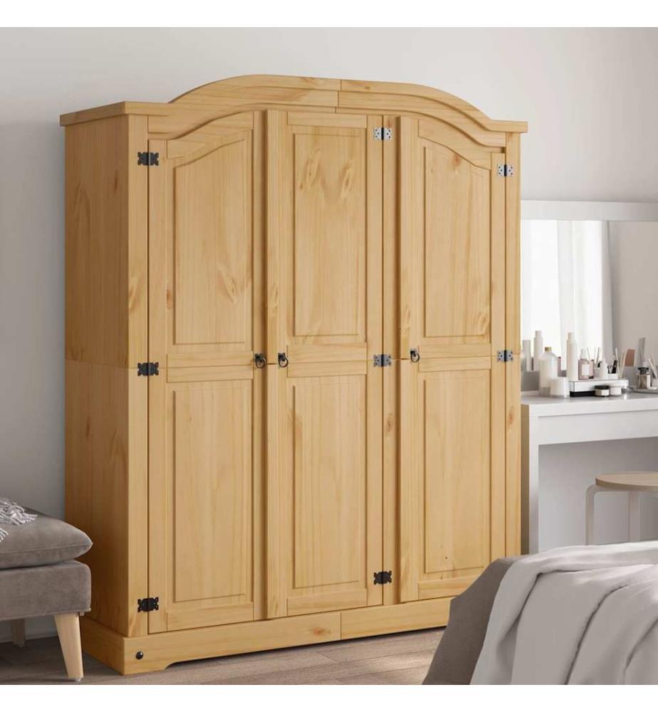 Kleiderschrank Mexiko-Stil Kiefernholz 3 Türen