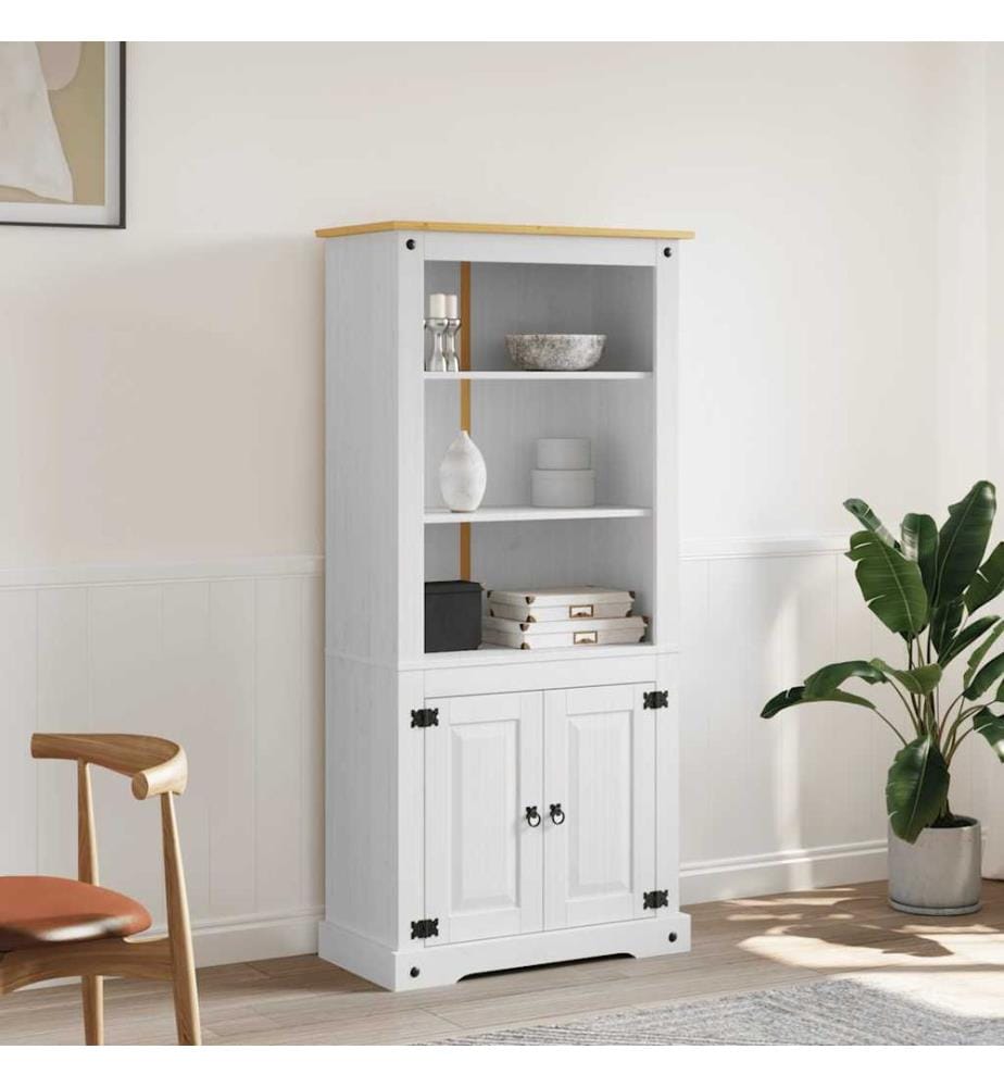 Buffetschrank Mexiko-Stil Kiefernholz Weiss 80x40x170 cm