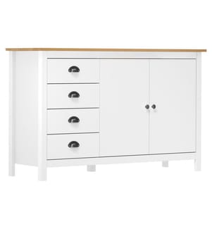 Sideboard Hill Weiss 130x40x80 cm Massivholz Kiefer