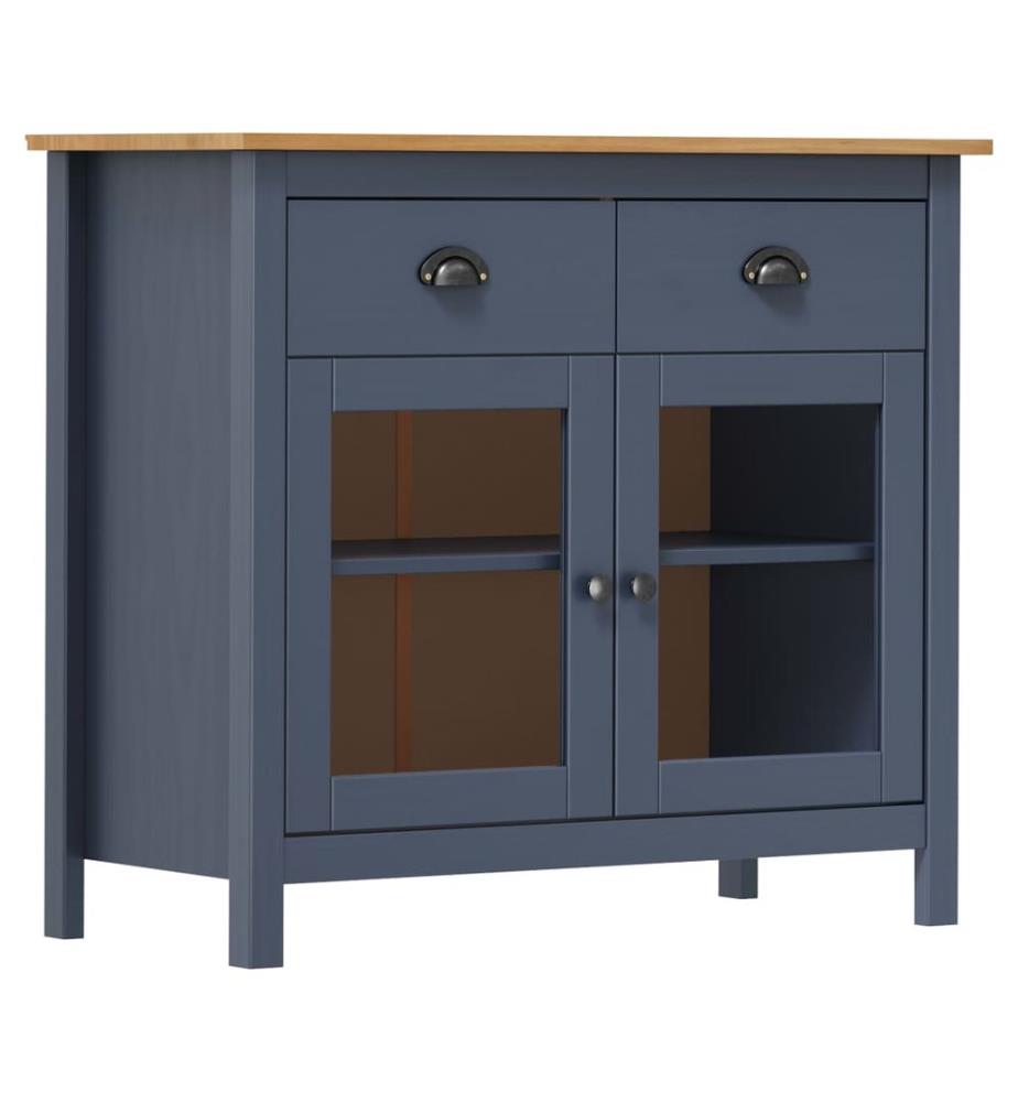 Sideboard Hill Grau 90x40x80 cm Massivholz Kiefer