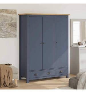 Kleiderschrank mit 3 Türen Hill Grau 127x50x170 cm Kiefernholz