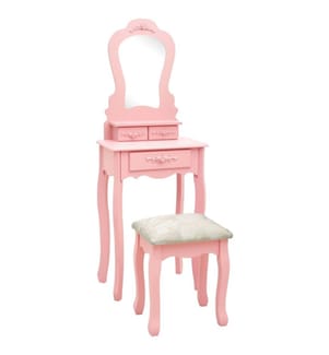 Schminktisch-Set mit Hocker Rosa 50x59x136 cm Paulownia-Holz