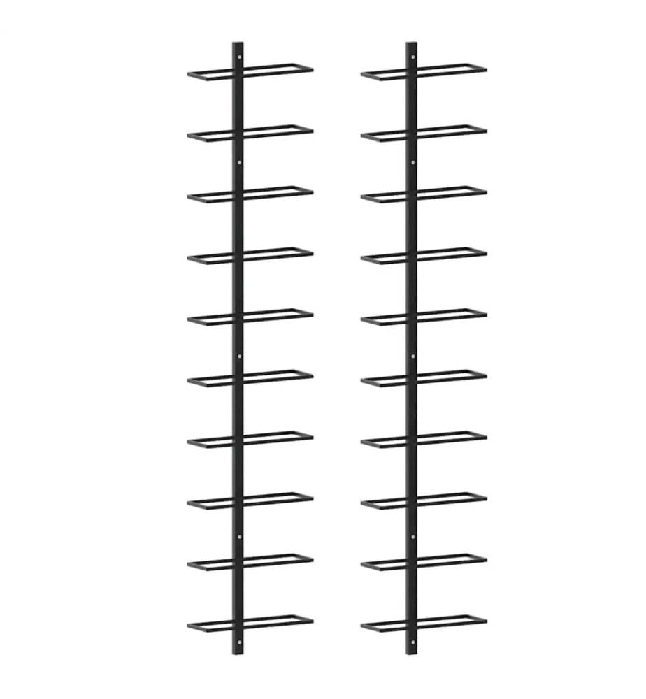 Wand-Weinregale für 20 Flaschen 2 Stk. Schwarz Metall