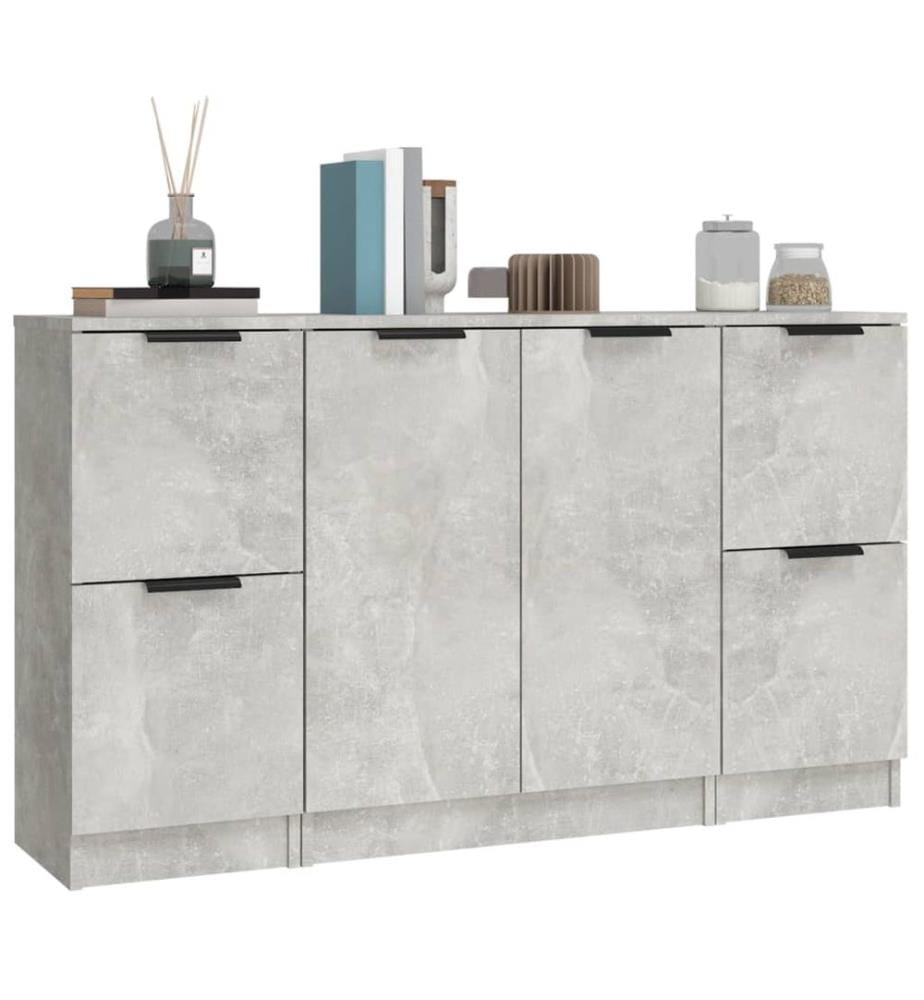 Buffets 3 pcs gris béton bois d'ingénierie