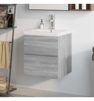 Waschbeckenschrank mit Einbaubecken Grau Sonoma Holzwerkstoff