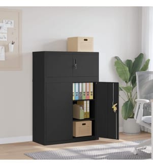 Aktenschrank Schwarz 90x40x130 cm Stahl