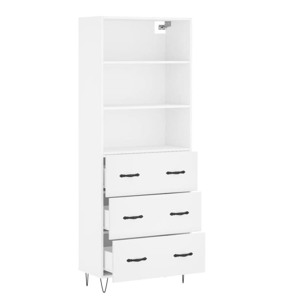 Buffet haut Blanc 69,5x34x180 cm Bois d'ingénierie
