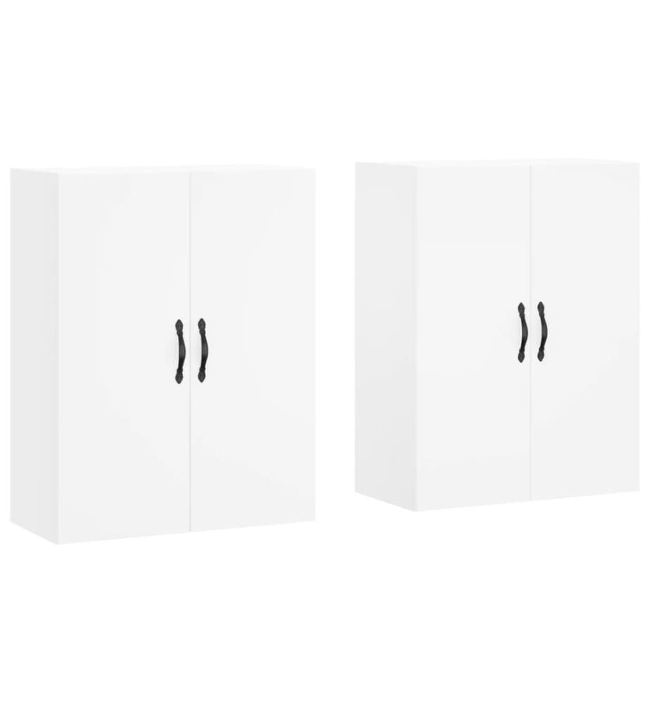 Armoires murales 2 pcs blanc bois d'ingénierie