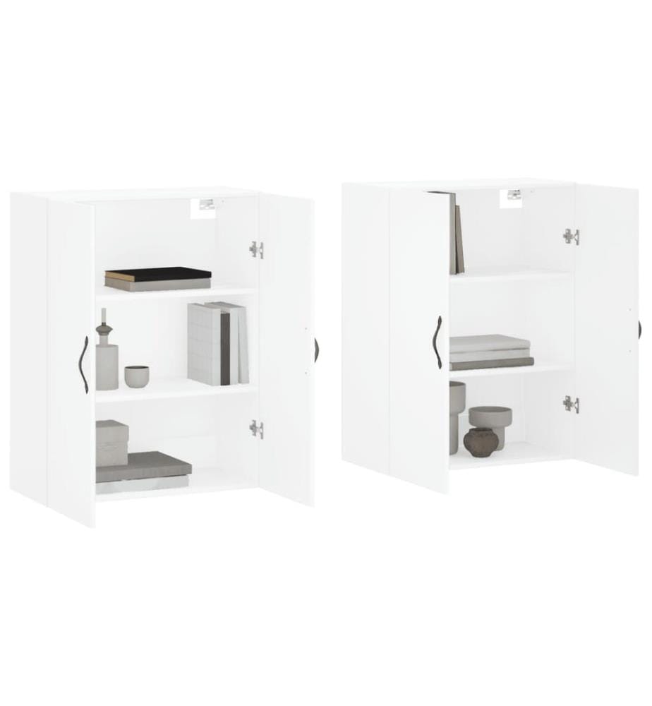 Armoires murales 2 pcs blanc bois d'ingénierie