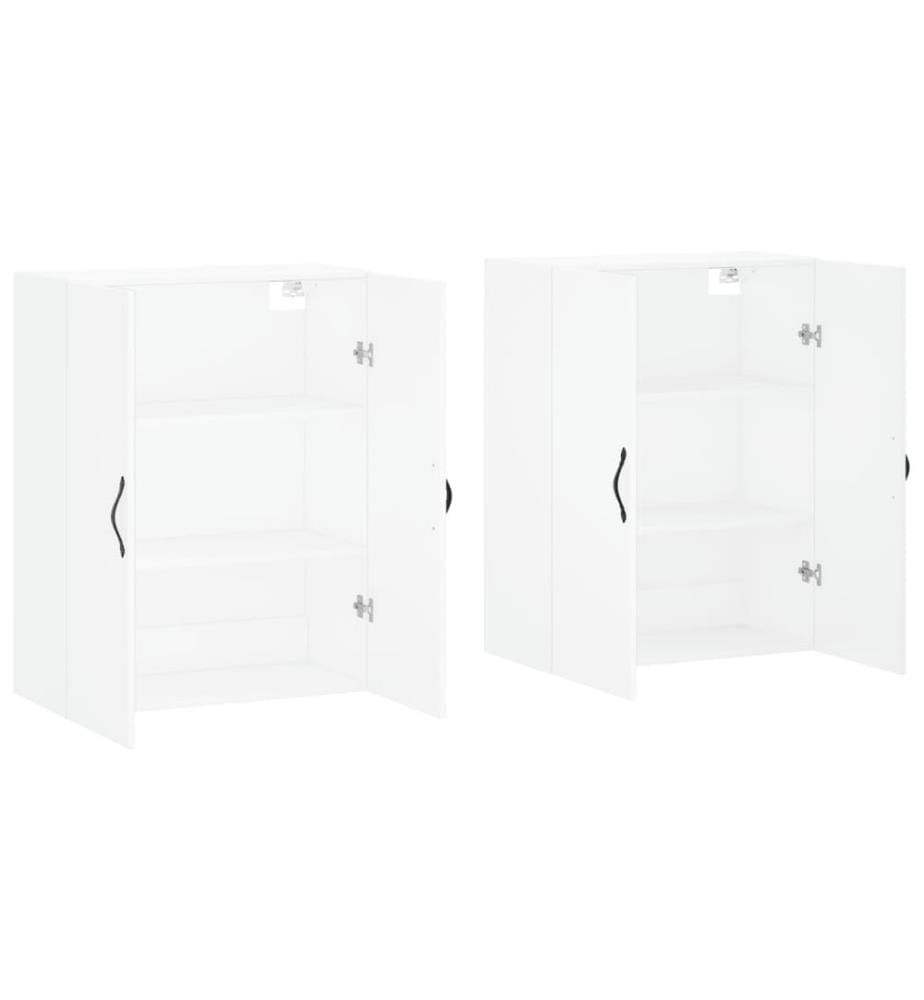 Armoires murales 2 pcs blanc bois d'ingénierie