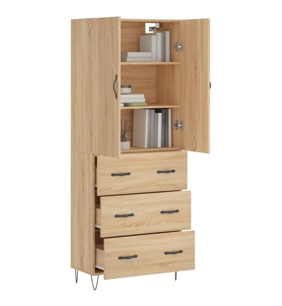 Highboard Sonoma-Eiche 69,5x34x180 cm Holzwerkstoff