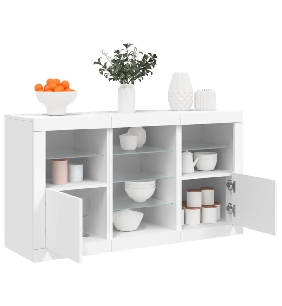 Buffet avec lumières LED blanc 123x37x67 cm