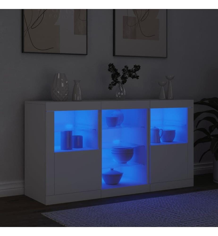 Buffet avec lumières LED blanc 123x37x67 cm