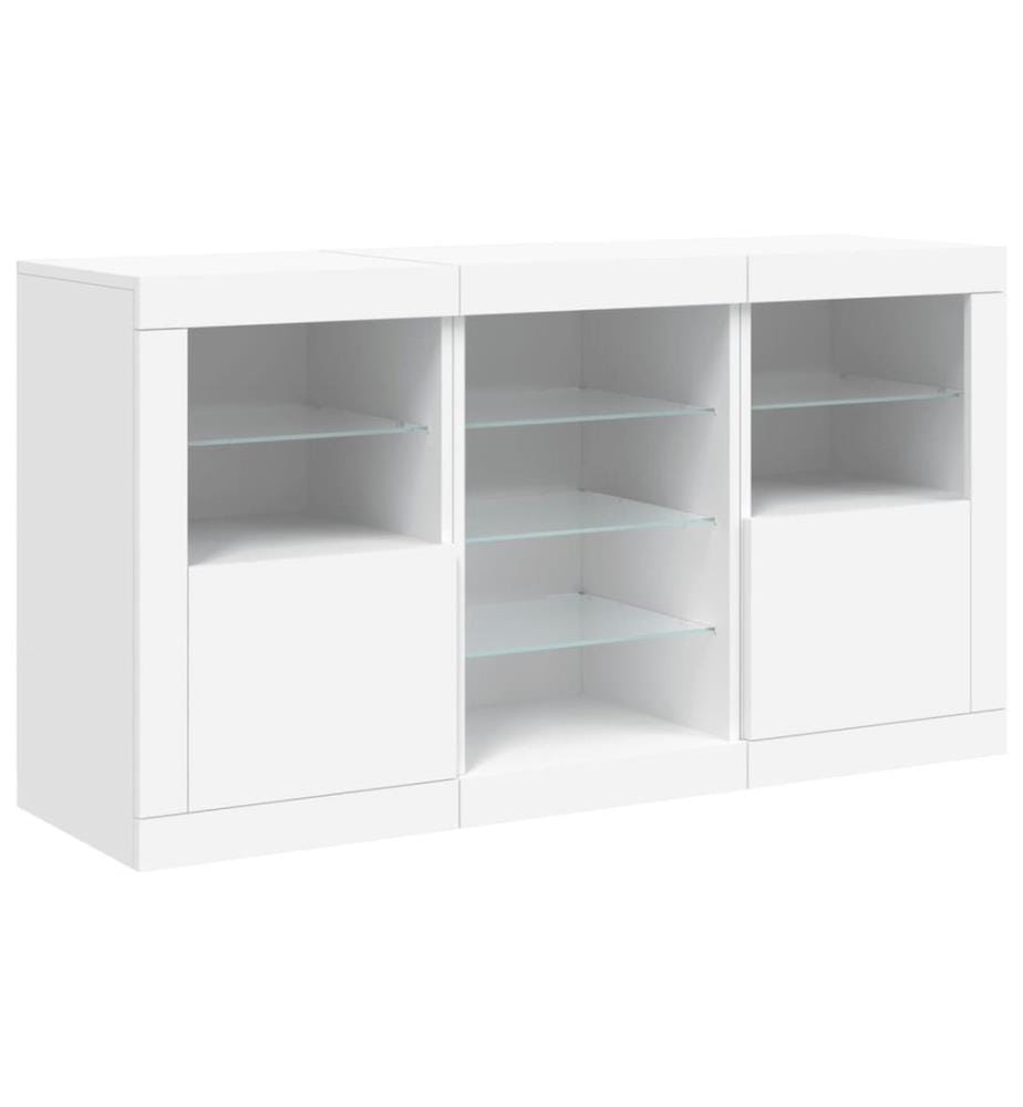 Buffet avec lumières LED blanc 123x37x67 cm