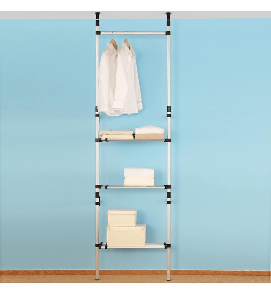 Système de garde-robe télescopique barres et étagère Aluminium