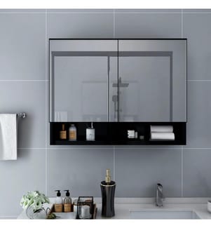 LED-Spiegelschrank fürs Bad Schwarz 80x15x60 cm MDF