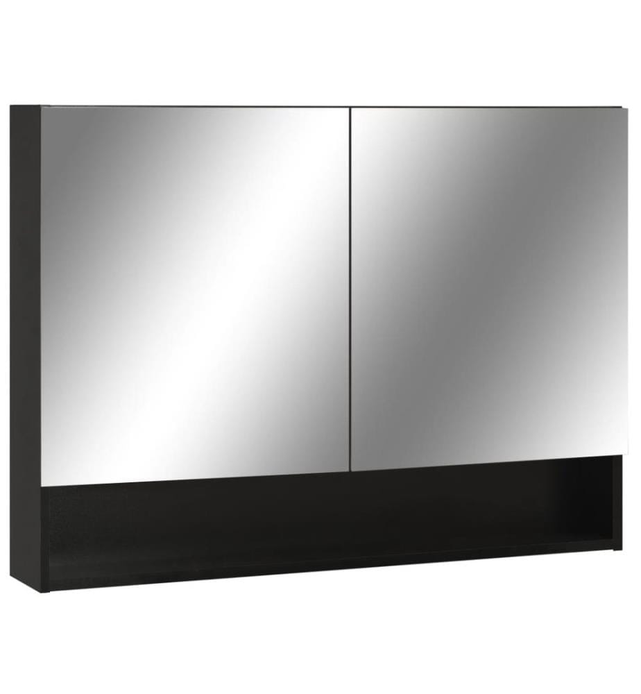 Armoire à miroir de salle de bain LED Noir 80x15x60 cm MDF