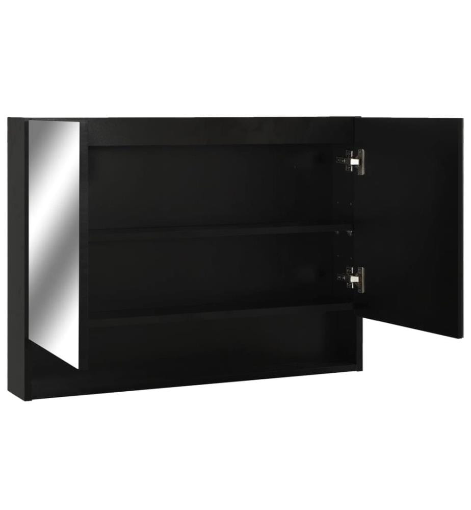 Armoire à miroir de salle de bain LED Noir 80x15x60 cm MDF