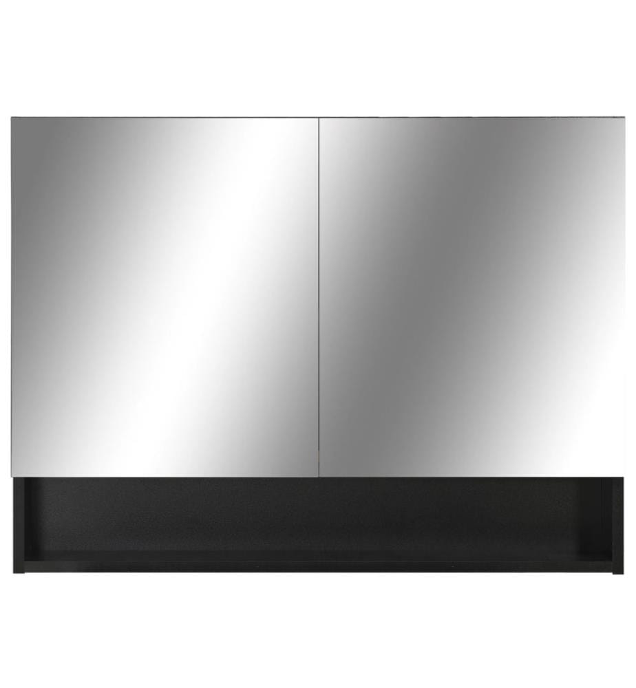 Armoire à miroir de salle de bain LED Noir 80x15x60 cm MDF