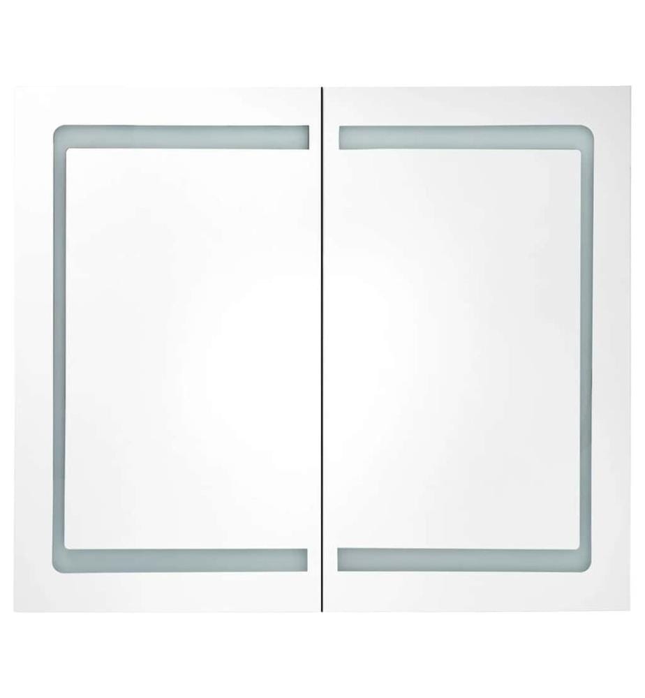 Armoire de salle de bain à miroir LED 80x12,2x68 cm