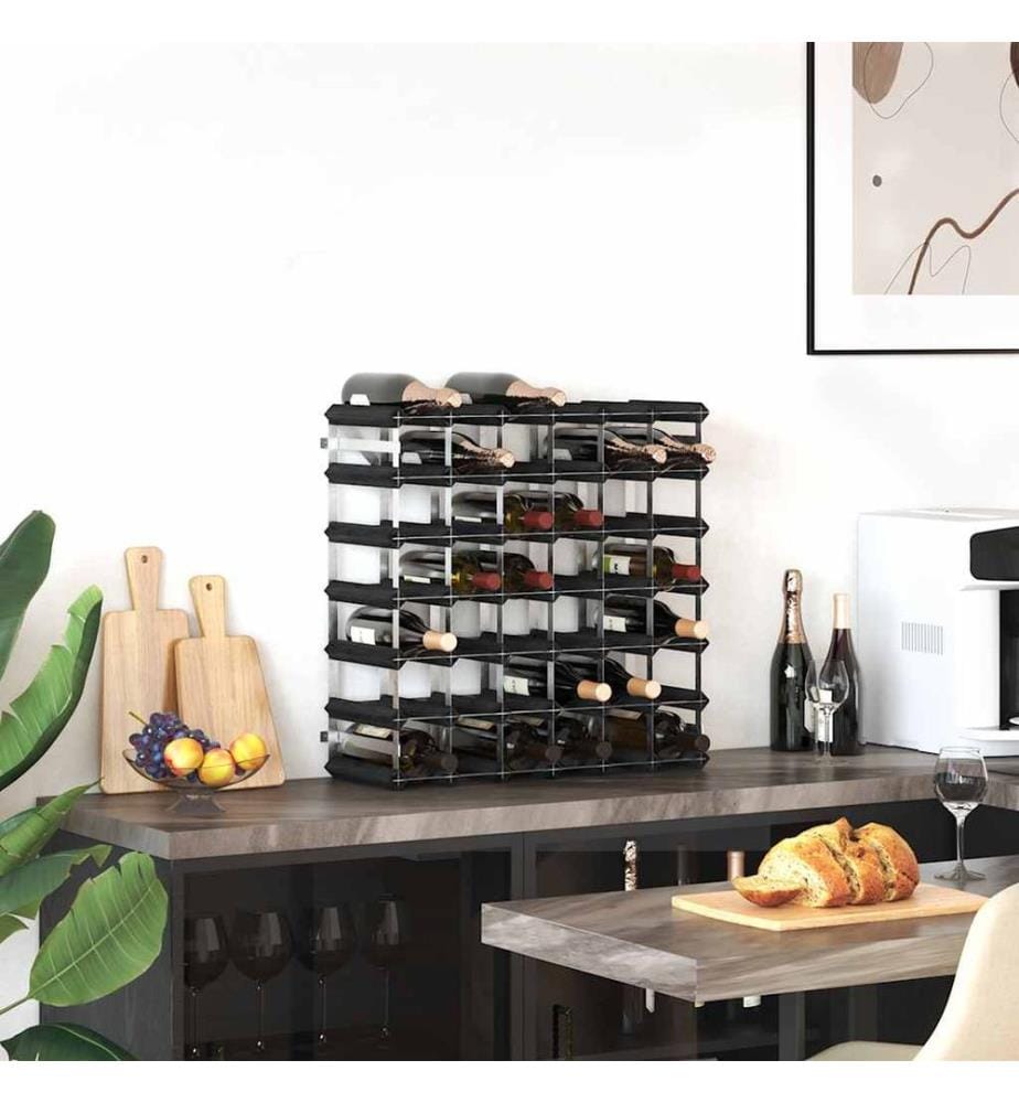 Weinregal für 42 Flaschen Schwarz Massivholz Kiefer