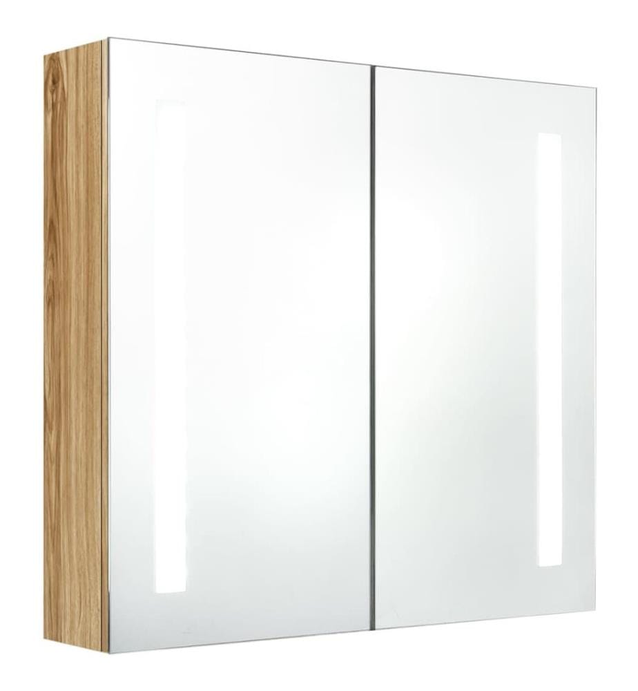 LED-Bad-Spiegelschrank Eichenoptik 62x14x60 cm