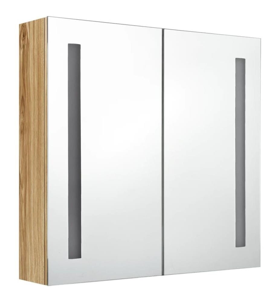 LED-Bad-Spiegelschrank Eichenoptik 62x14x60 cm